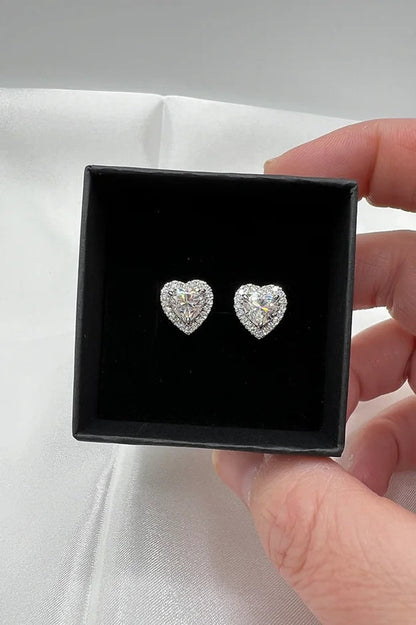 1.25 TCW Heart Cut Moissanite Halo Stud Earrings