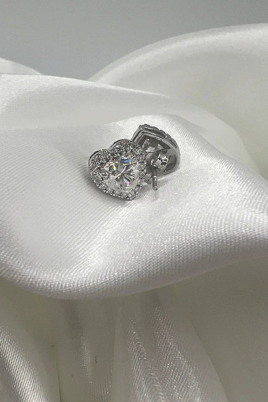 1.25 TCW Heart Cut Moissanite Halo Stud Earrings