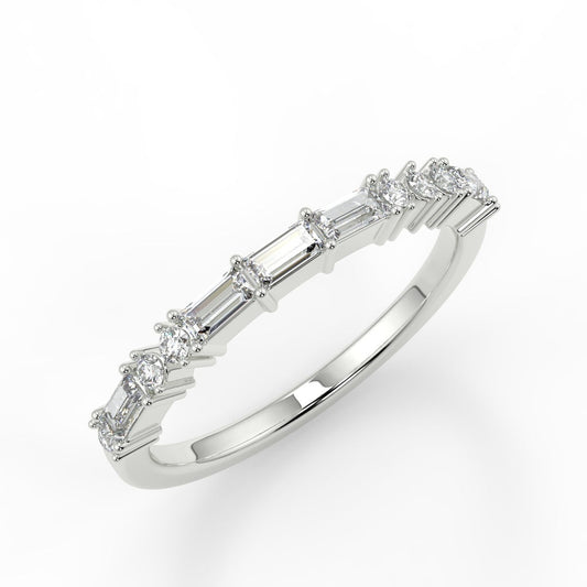 0.30 TCW Baguette & Round Moissanite Alternative Diamond Wedding Band - farrellouise