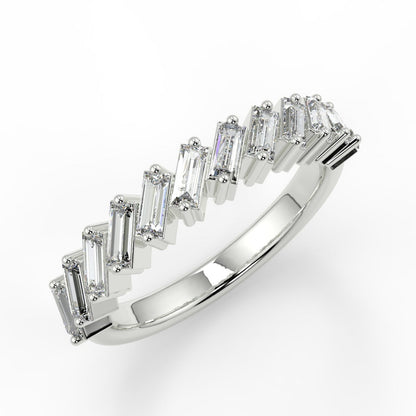 0.64 TCW Baguette Moissanite Half Eternity Wedding Band - farrellouise