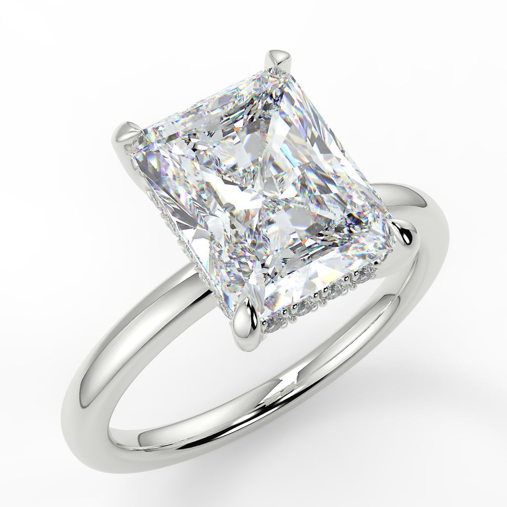 2.50 CT Radiant Moissanite Hidden Halo Engagement Ring - farrellouise