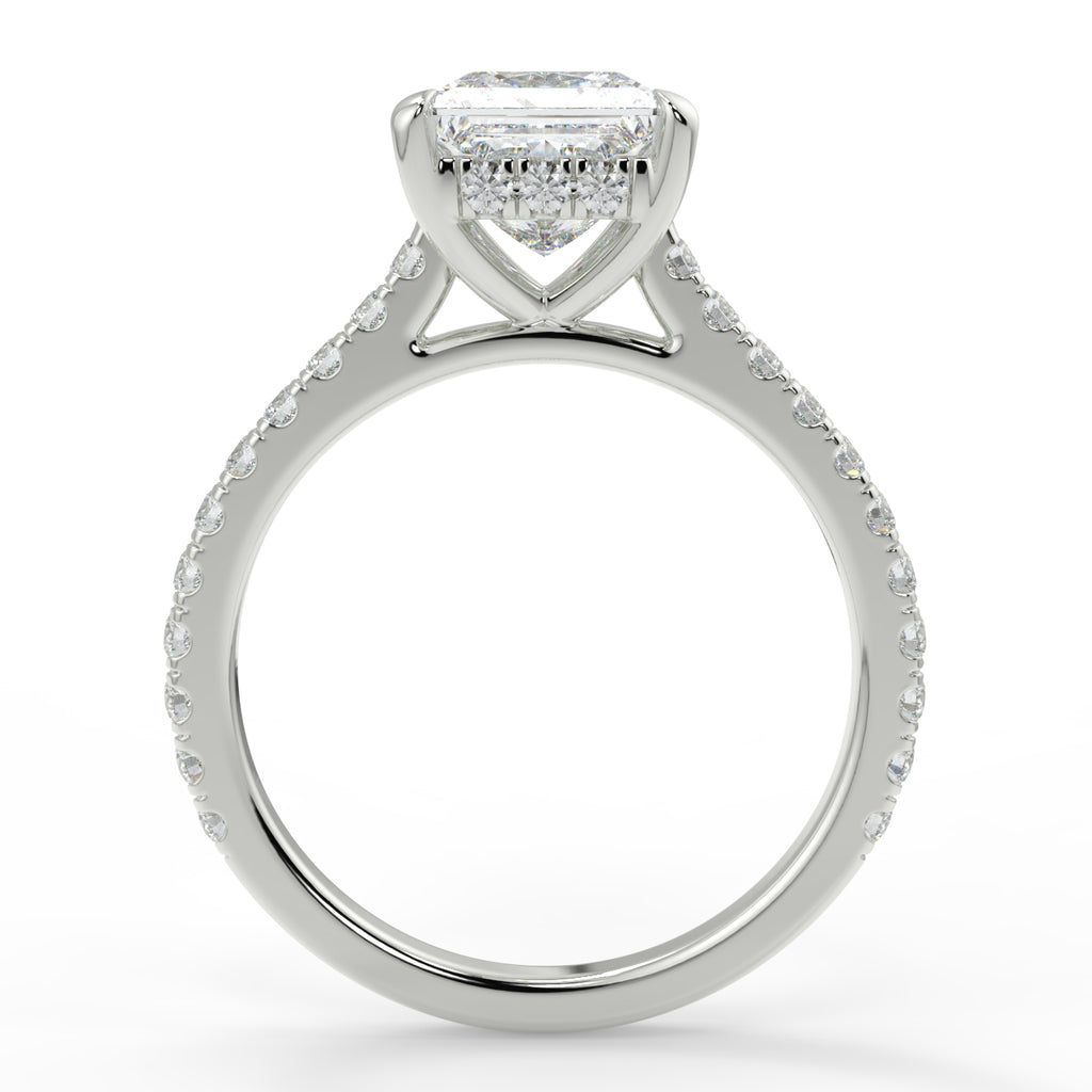 1.35 CT Princess Moissanite Hidden Halo Pave Setting Engagement Ring - farrellouise