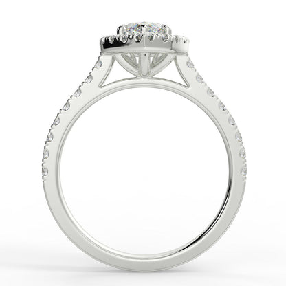 0.90 CT Marquise Moissanite Halo Engagement Ring - farrellouise