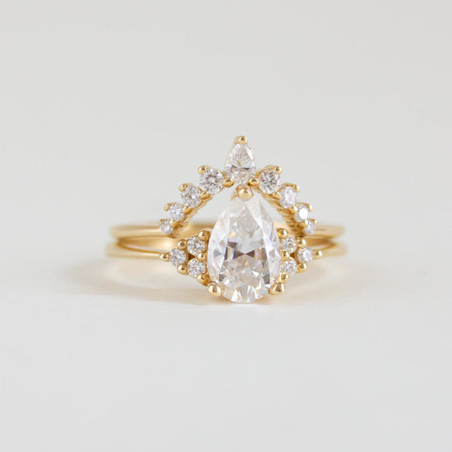 1.33 CT Pear Moissanite Cluster Engagement Ring - farrellouise