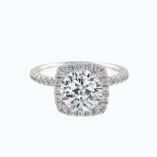 1.50 CT Round Shaped Moissanite Halo Engagement Ring 1