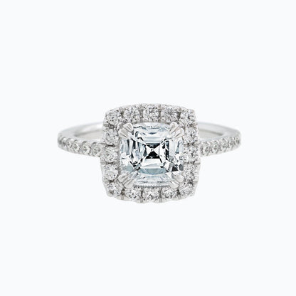 1.50 CT Cushion Shaped Moissanite Halo Engagement Ring 1