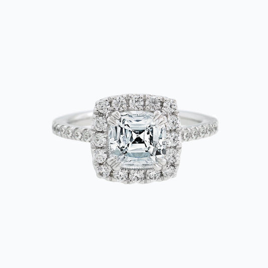 1.50 CT Cushion Shaped Moissanite Halo Engagement Ring 1