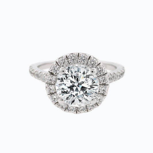 1.50 CT Round Shaped Moissanite Halo Engagement Ring 1