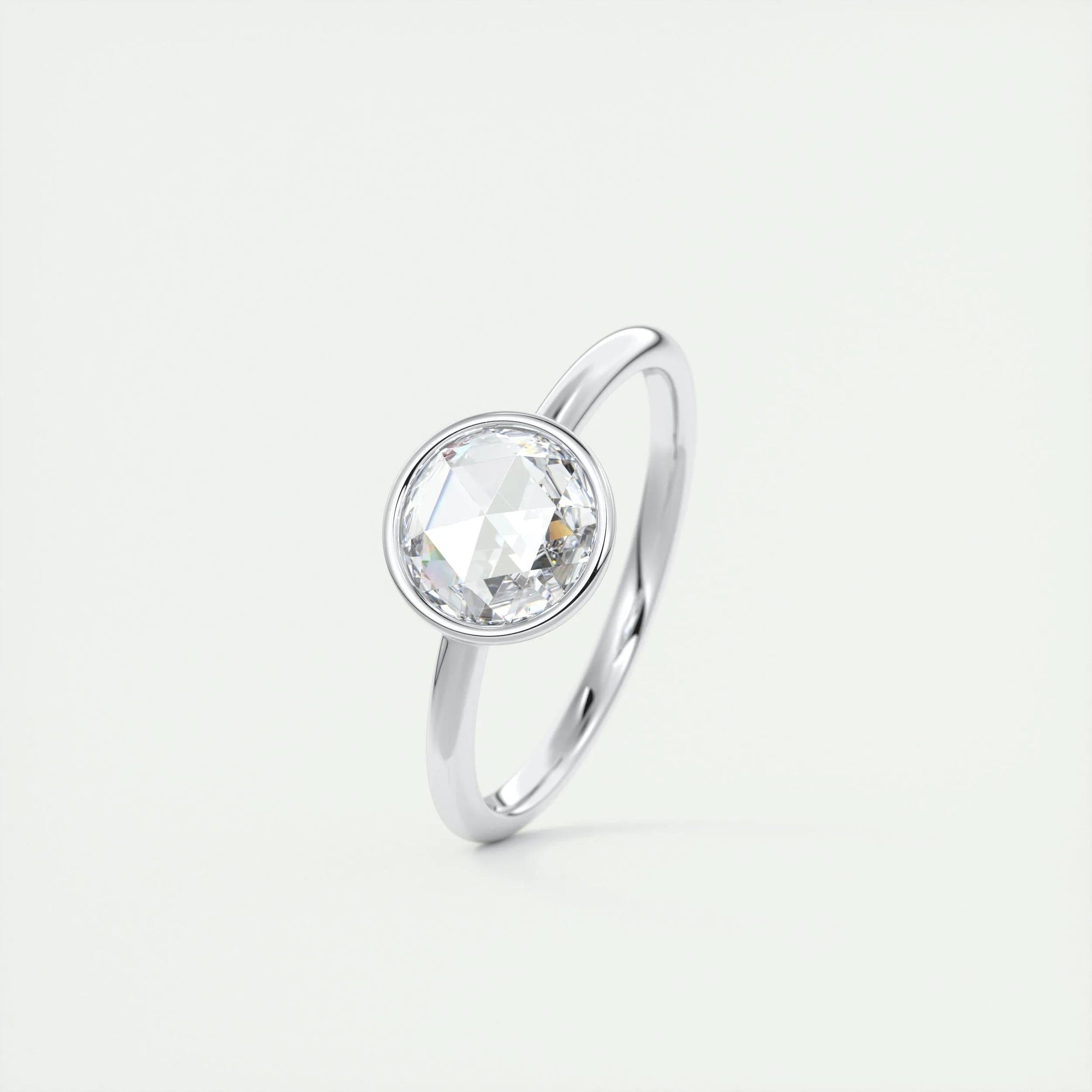 1.19 CT Round Rose Cut Bezel Moissanite Engagement Ring 4