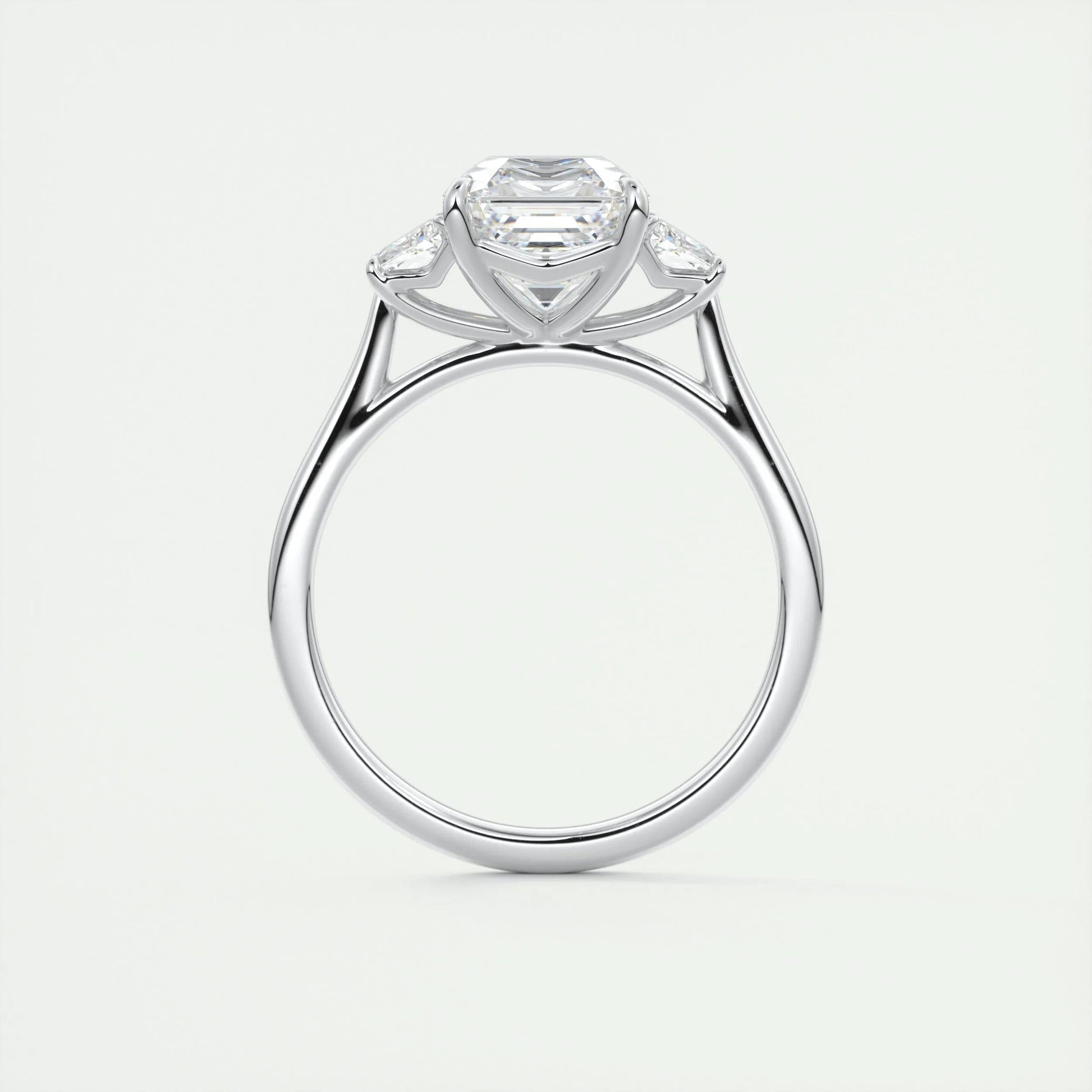 2.03 CT Asscher Cut Three Stone Moissanite Engagement Ring 8