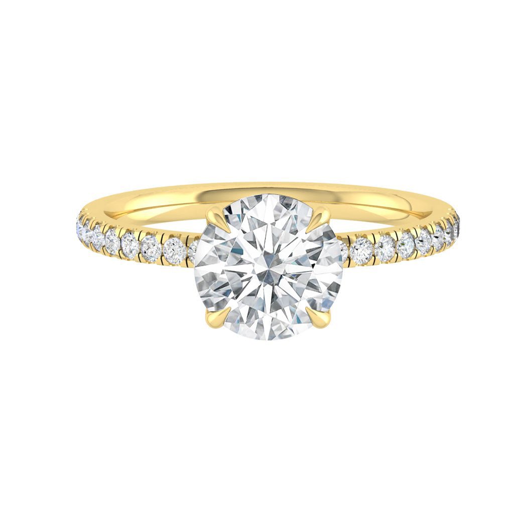 1.5 CT Round Cut Pave Moissanite Engagement Ring 5