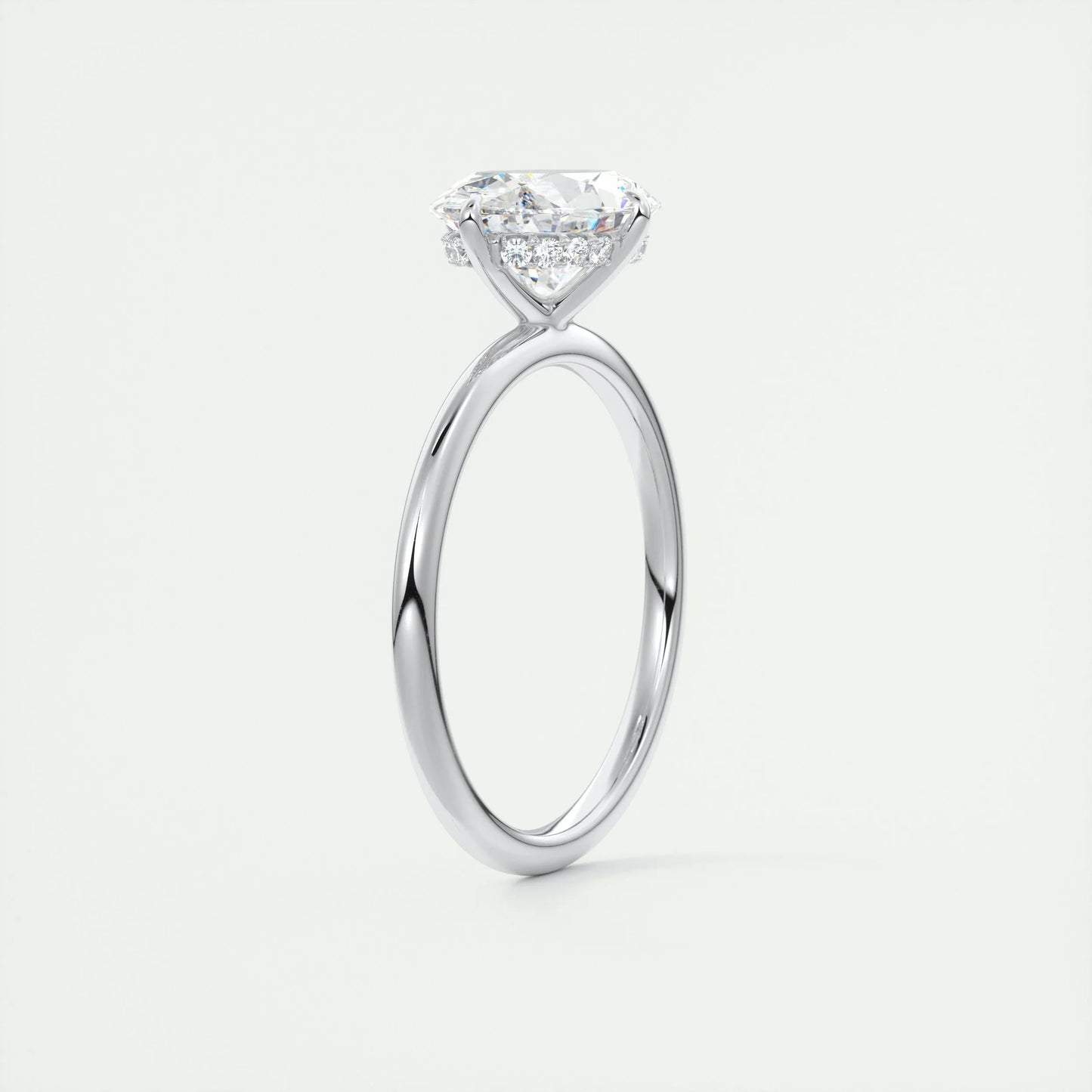 1.91 CT Oval Solitaire Hidden Halo Moissanite Engagement Ring 5