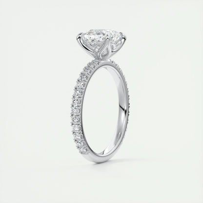 2.15 CT Cushion Cut Solitaire Pave Moissanite Engagement Ring 6