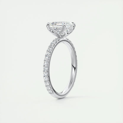 2.03 CT Asscher Cut Solitaire Pave Moissanite Engagement Ring 5