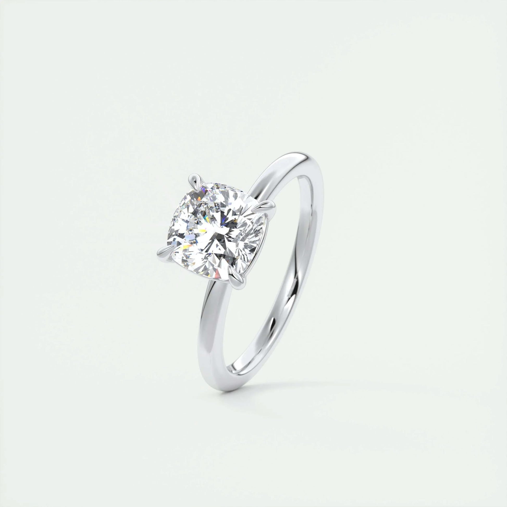 2.15 CT Cushion Cut Solitaire Moissanite Engagement Ring 4