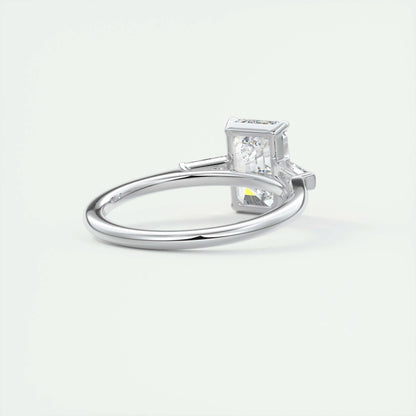 1.91 CT Emerald Cut Three Stone Moissanite Engagement Ring 4