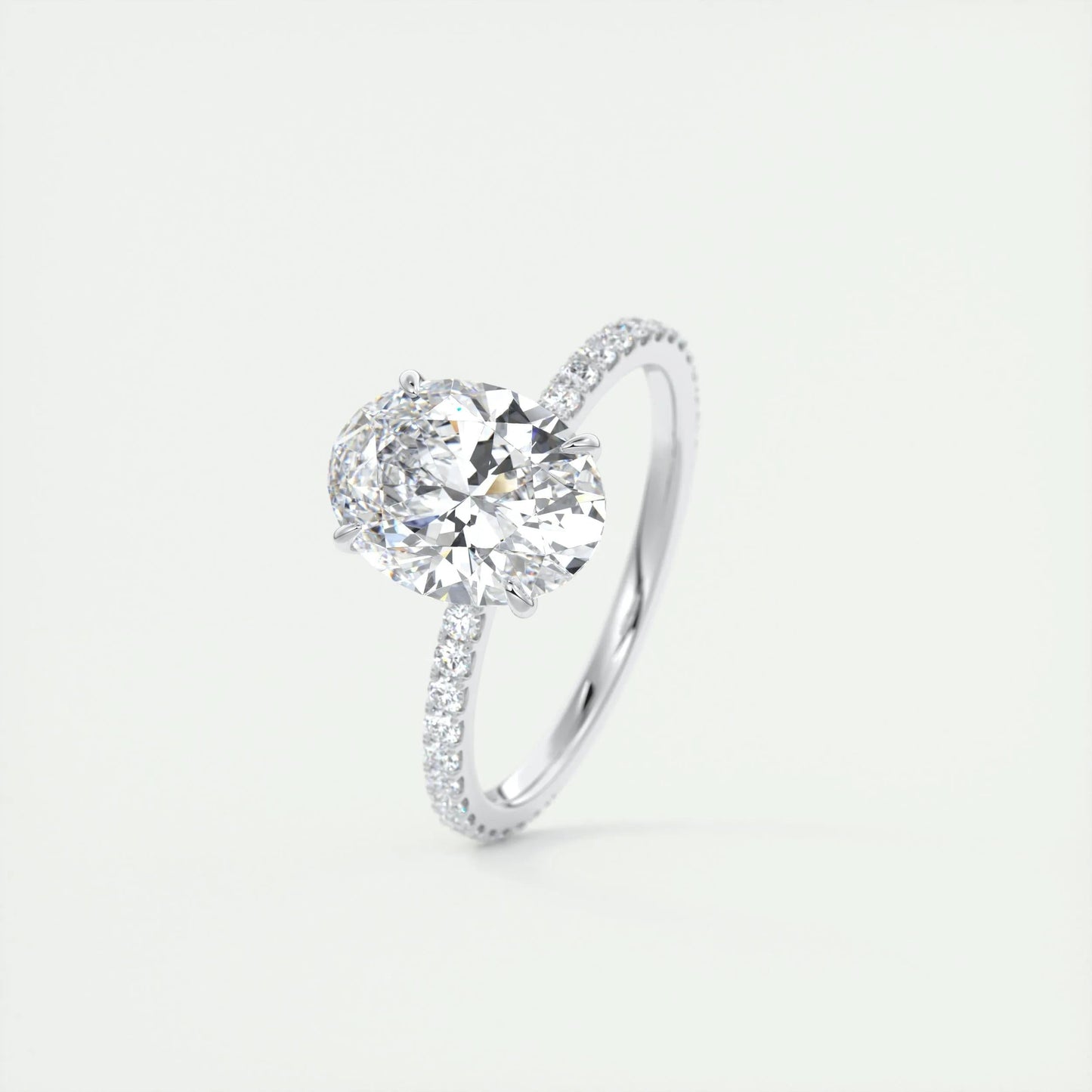 1.91 CT Oval Cut Solitaire Pave Moissanite Engagement Ring 5