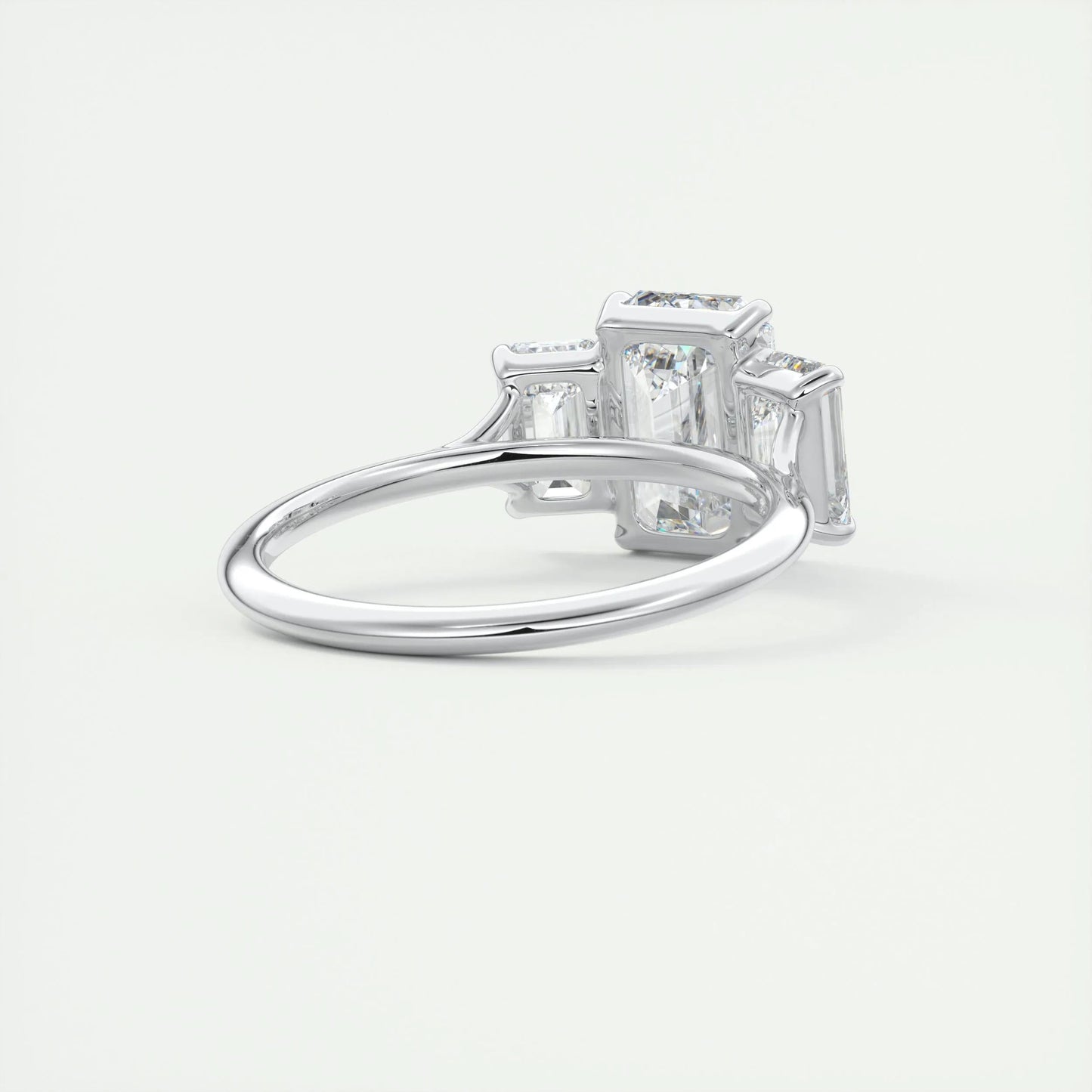 1.91 CT Emerald Cut Three Stone Moissanite Engagement Ring 4