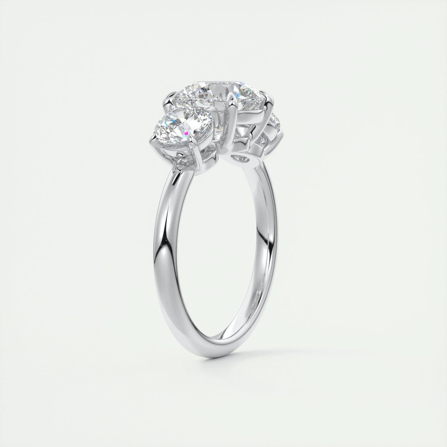 2.0 CT Round Cut Three Stone Moissanite Engagement Ring 6