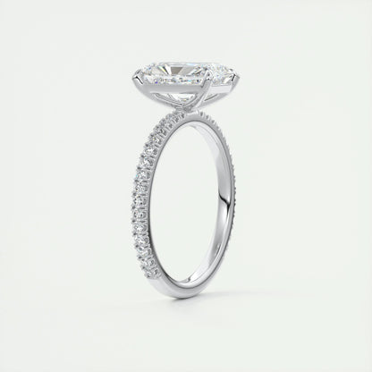 2.10 CT Radiant Solitaire Pave Moissanite Engagement Ring 7