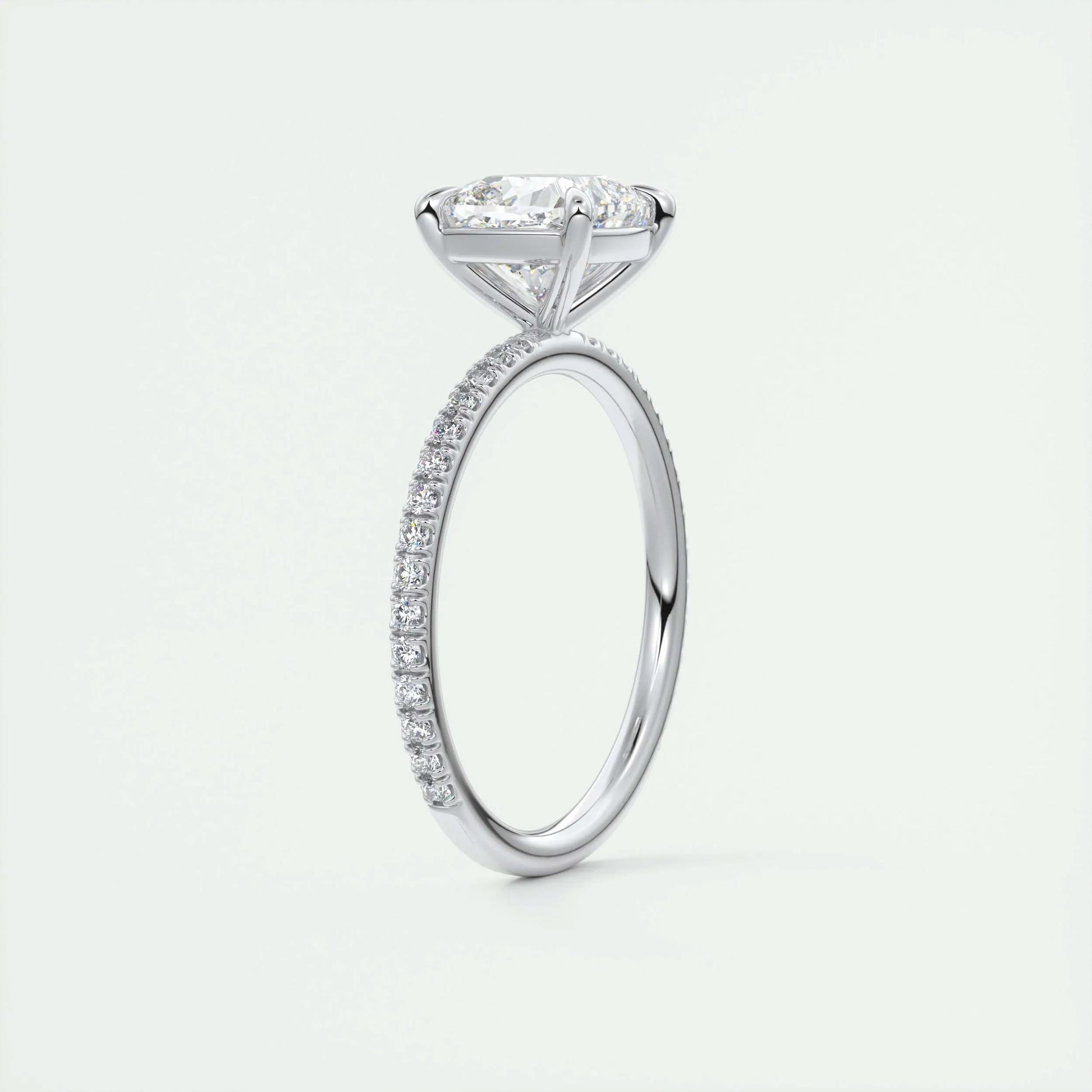 2.15 CT Cushion Cut Solitaire Pave Moissanite Engagement Ring 6