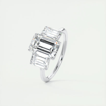 1.91 CT Emerald Cut Three Stone Moissanite Engagement Ring 5