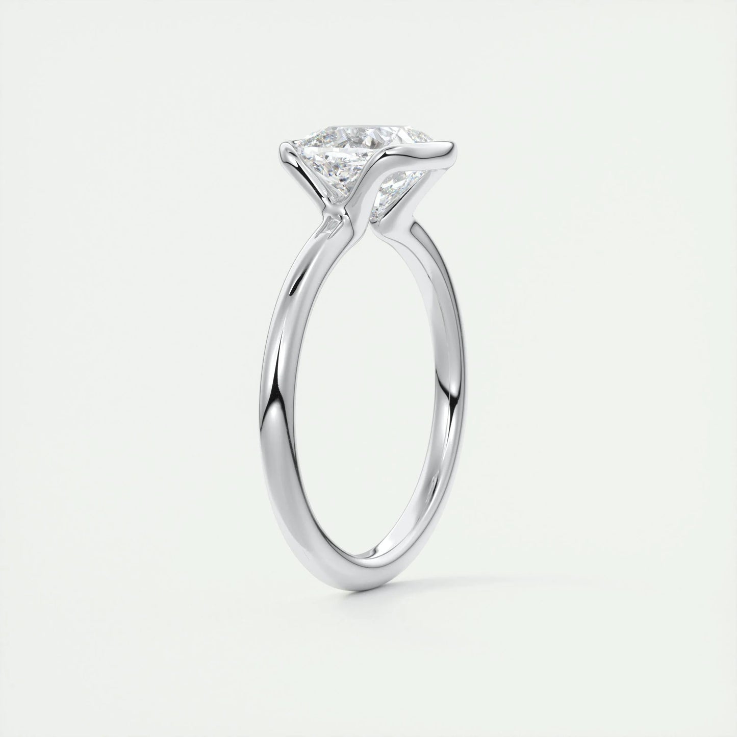 2.15 CT Cushion Half Bezel Solitaire Moissanite Engagement Ring 7