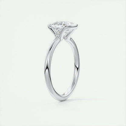 2.15 CT Cushion Half Bezel Solitaire Moissanite Engagement Ring 7