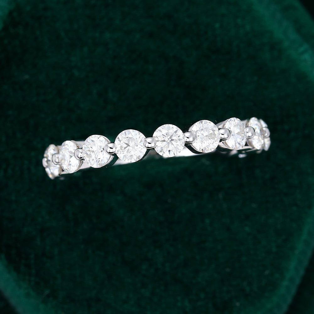 0.583 CT Round Moissanite Half Eternity Wedding Band 5