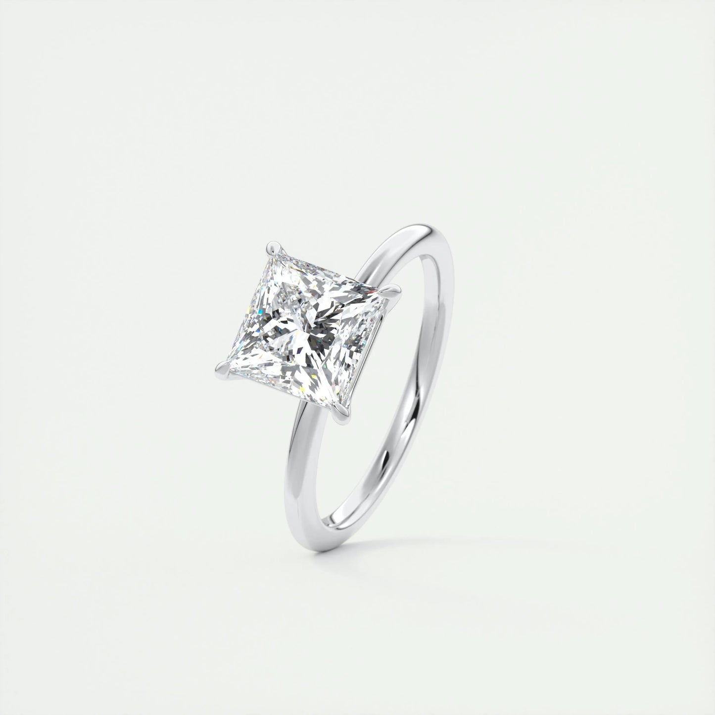 2.08 CT Princess Cut Solitaire Moissanite Engagement Ring 3