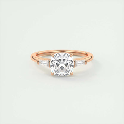 2.15 CT Cushion Cut Three Stone Moissanite Engagement Ring 15