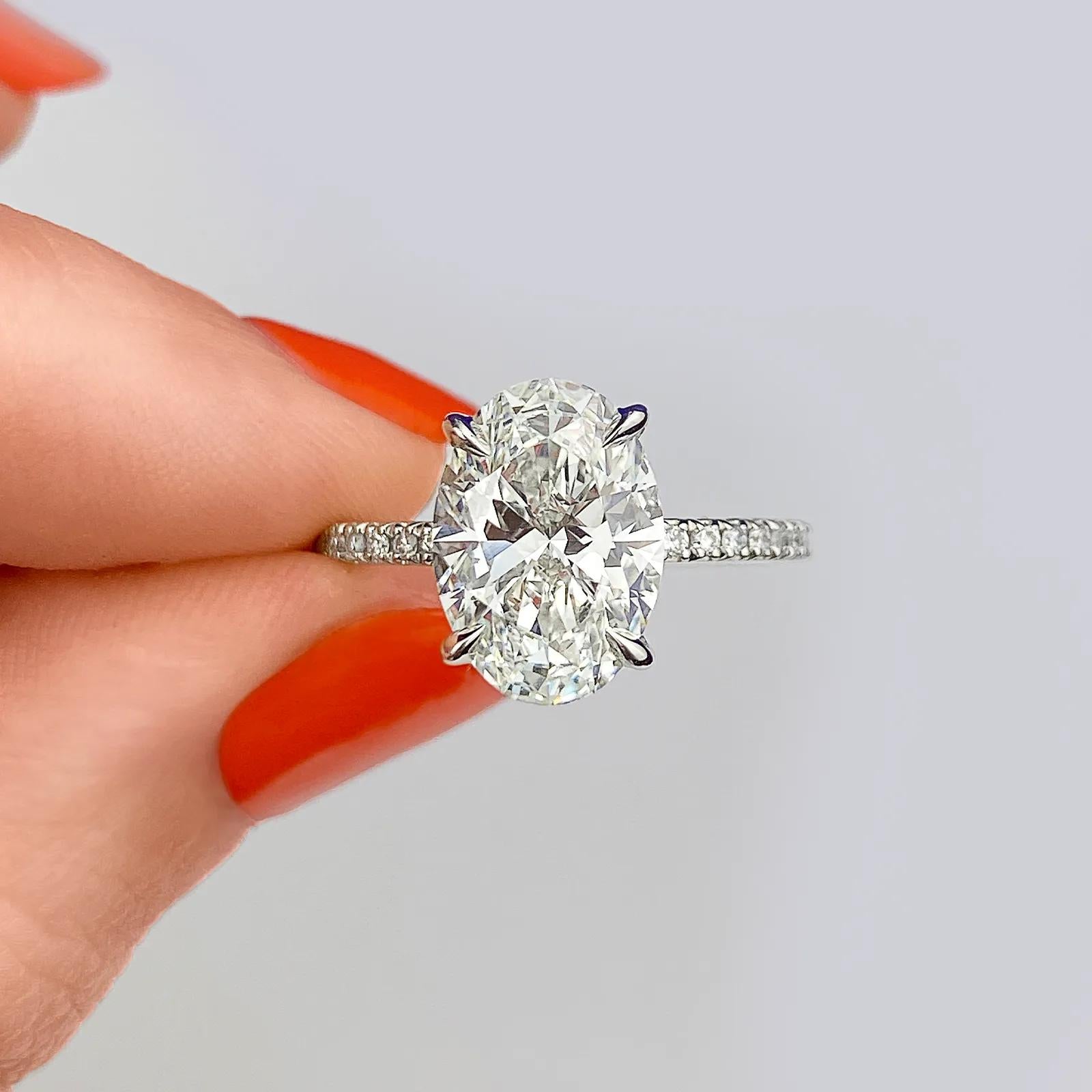 1.91 CT Oval Cut Solitaire Pave Moissanite Engagement Ring 2