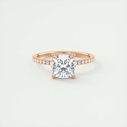 2.15 CT Cushion Cut Solitaire Pave Moissanite Engagement Ring 15