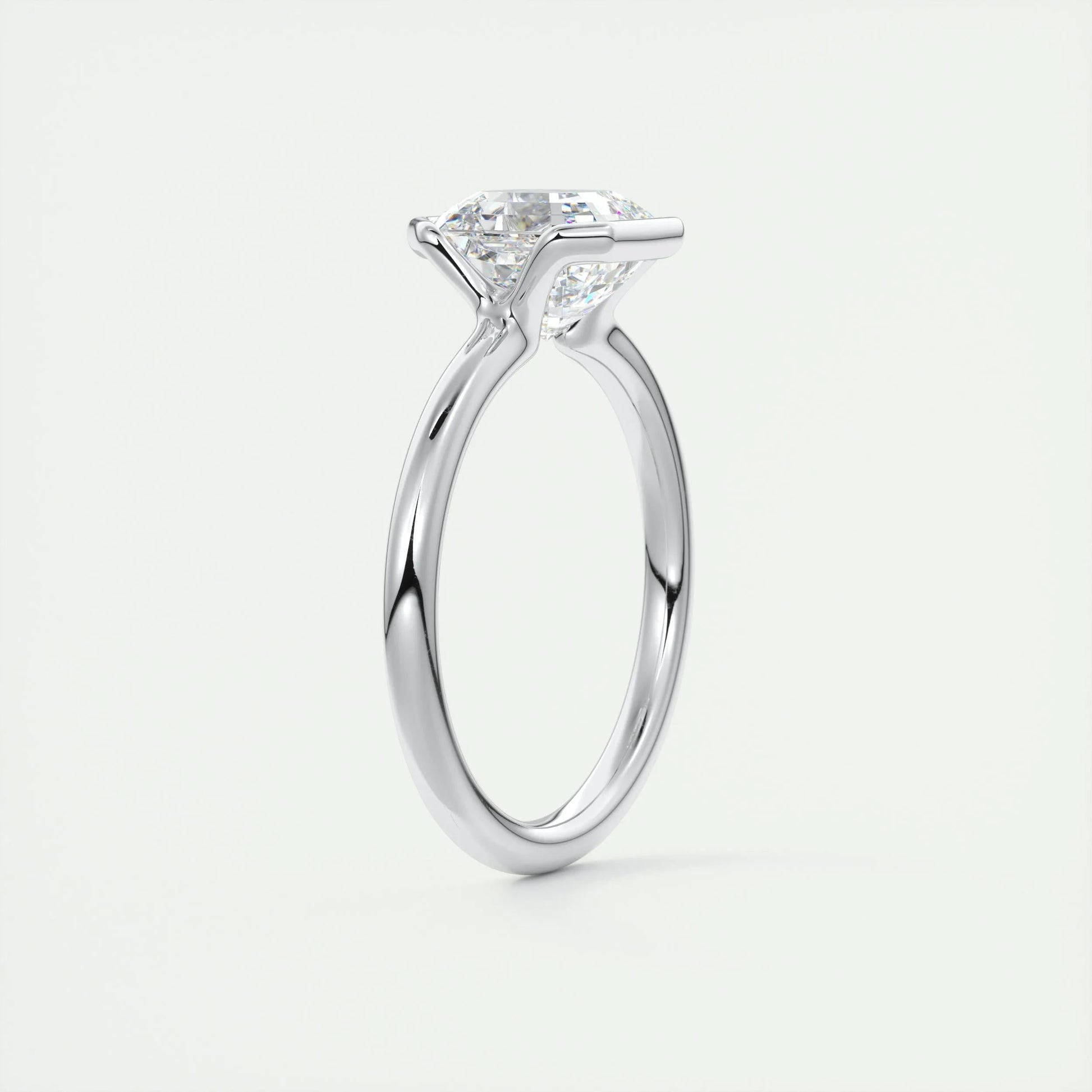 2.03 CT Asscher Half Bezel Solitaire Moissanite Engagement Ring 7