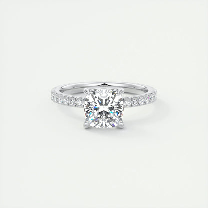 2.15 CT Cushion Cut Solitaire Pave Moissanite Engagement Ring 1