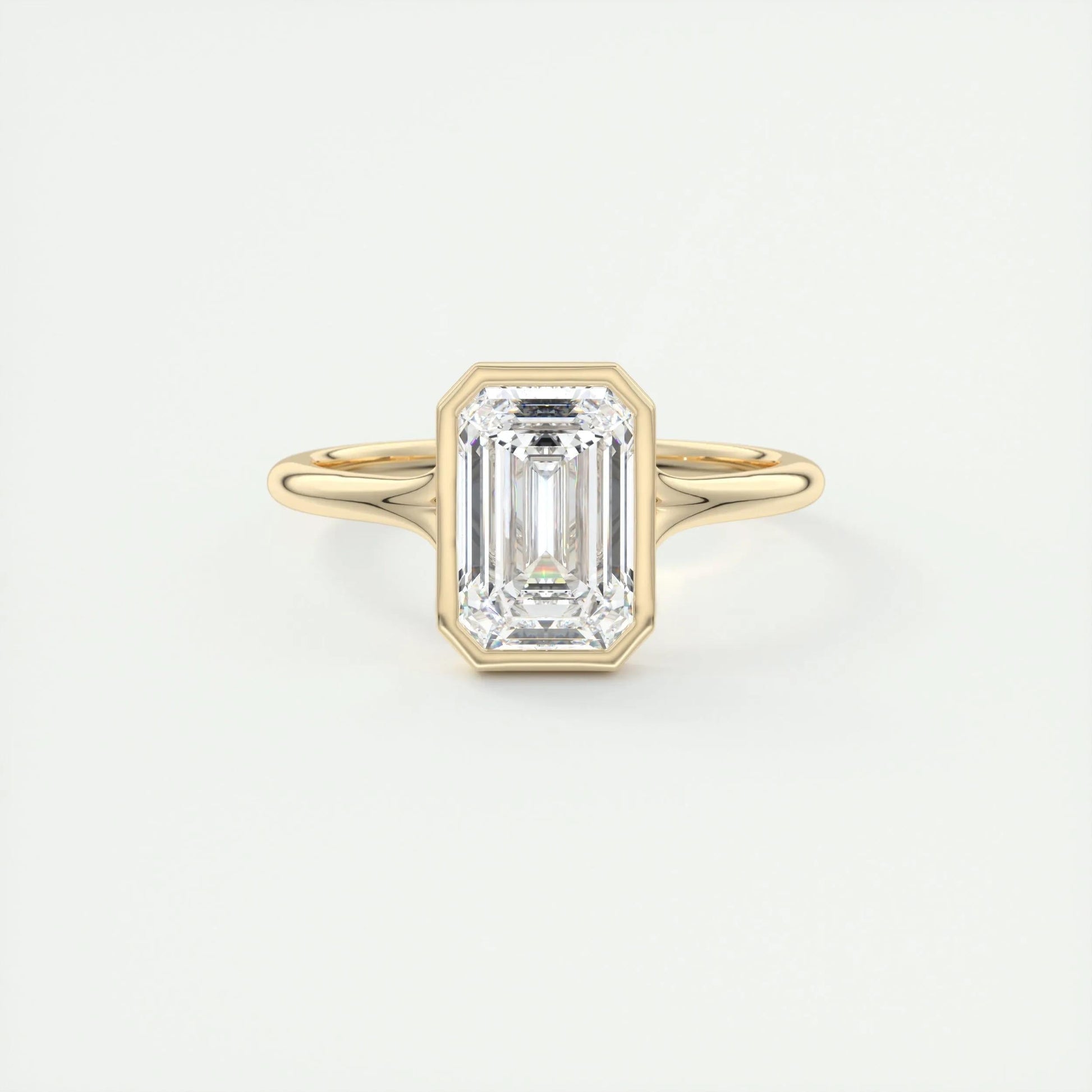 2.03 CT Emerald Cut Bezel Solitaire Moissanite Engagement Ring 8