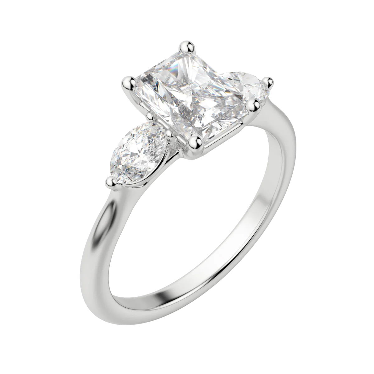 1.67 CT Radiant Cut 3 Stone Moissanite Engagement Ring 4