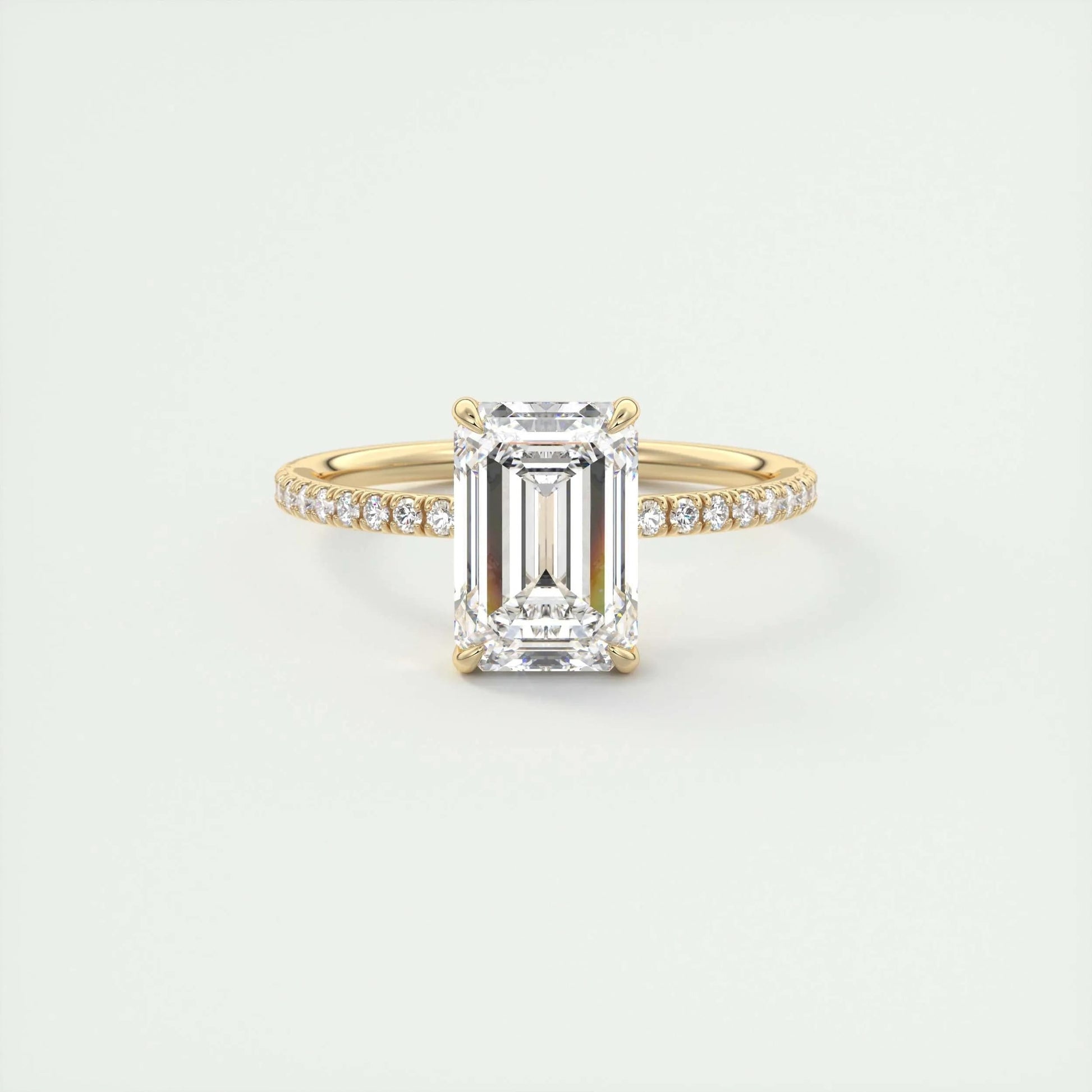 1.91 CT Emerald Cut Solitaire Pave Moissanite Engagement Ring 8