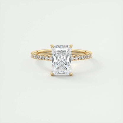 2.10 CT Radiant Solitaire Pave Moissanite Engagement Ring 9