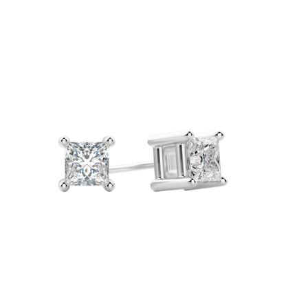 0.50 TCW-1.0 TCW Princess Cut Moissanite Solitaire Stud Earrings 1