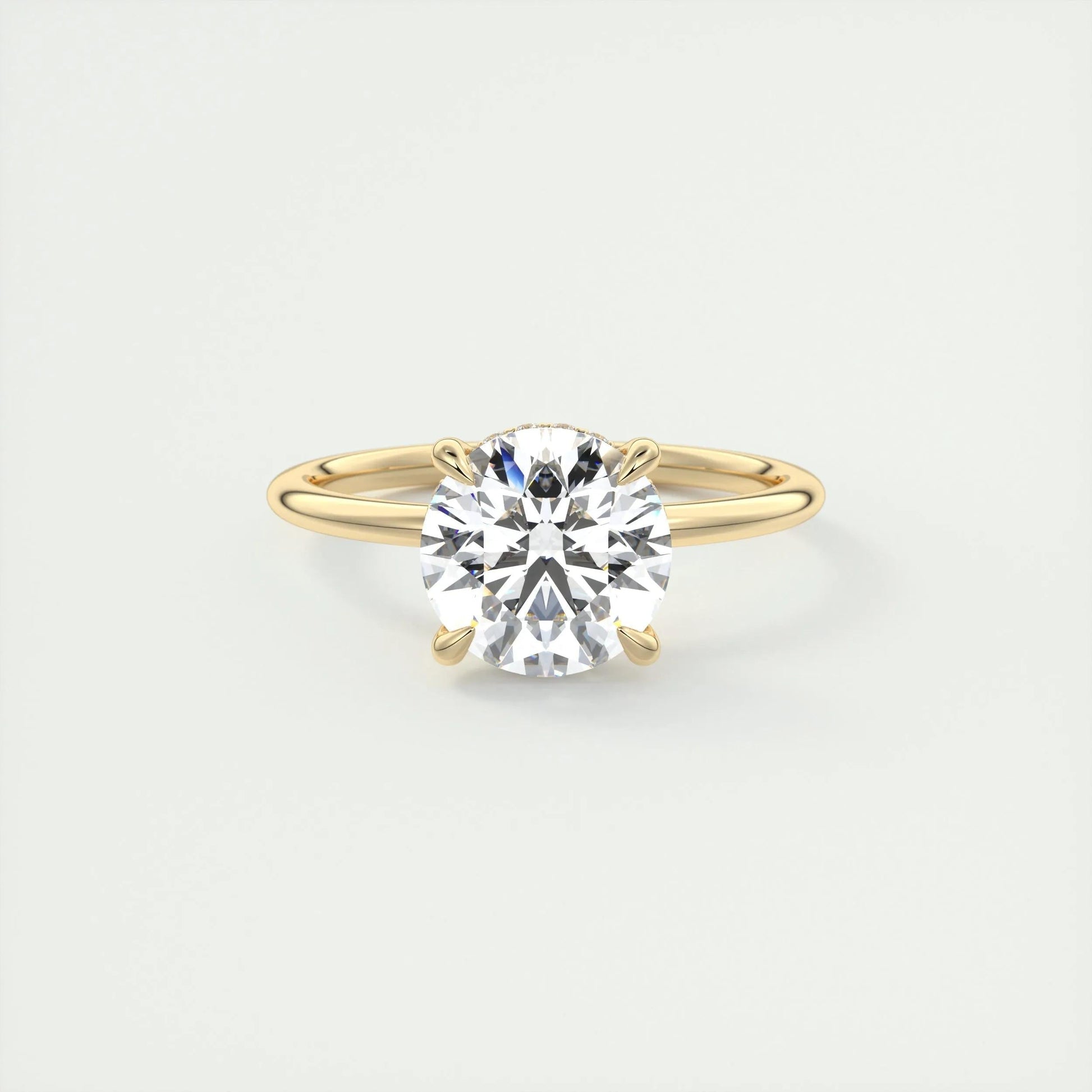 2.0 CT Round Solitaire Hidden Halo Moissanite Engagement Ring 8