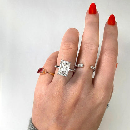 1.91 CT Emerald Cut Solitaire Moissanite Engagement Ring 26