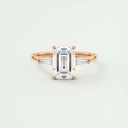 1.91 CT Emerald Cut Three Stone Moissanite Engagement Ring 16