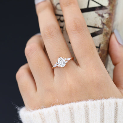 1.33 CT Oval Shaped Moissanite Cluster Engagement Ring 5