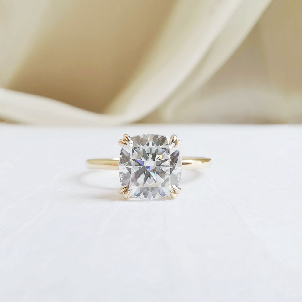 1.50 CT Cushion Shaped Moissanite Solitaire Engagement Ring 1