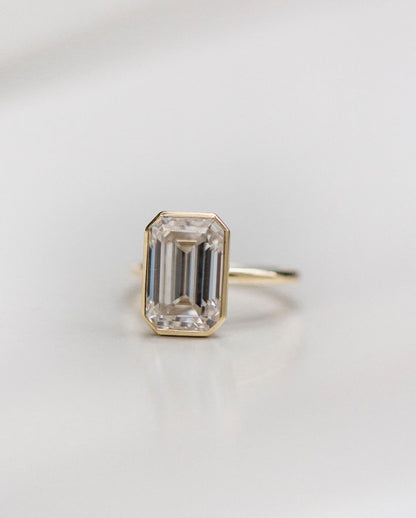 4.90 CT Emerald Cut Bezel Solitaire Moissanite Engagement Ring 4