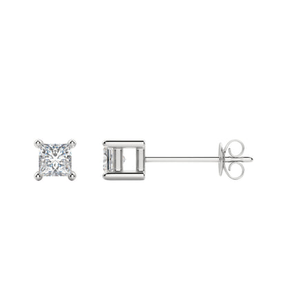 0.50 TCW-1.0 TCW Princess Cut Moissanite Solitaire Stud Earrings 3