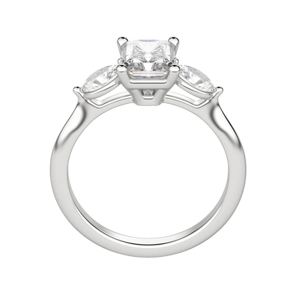 1.67 CT Radiant Cut 3 Stone Moissanite Engagement Ring 5