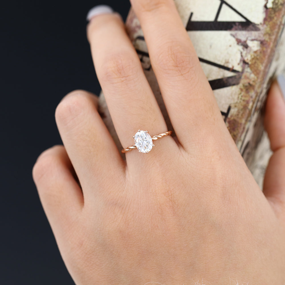 1.33 CT Oval Shaped Moissanite Solitaire Engagement Ring 6