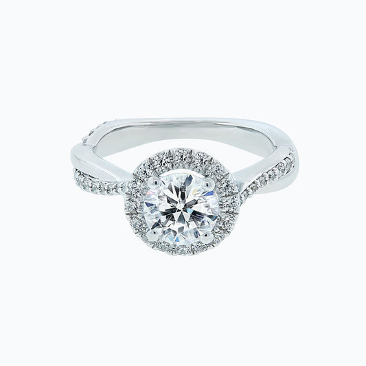 1.0 CT Round Shaped Moissanite Halo Engagement Ring 1